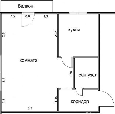 План угловой однокомнатной квартиры в хрущевке
